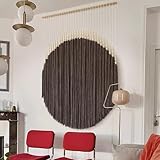 IOWER Macrame Wall Hanging Brown Yarn Beaded Backdrop Boho Wall Decor Round Tassel Home Wall Aesthetic Living Rooms Bedrooms Offices Geometric Art Chic Home Decor 39" W x 55" L