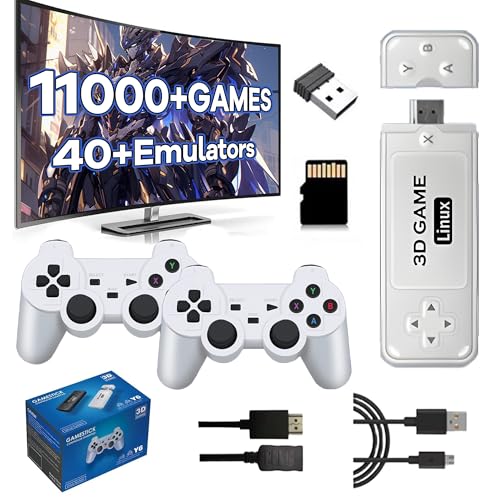 XIXIMENG Y6 Game Stick Retro Video Game Console 4K 128G 10000 Games Stick with 2.4G Wireless Controllers HD Output Game Machine Portable Christmas/Kids Gift