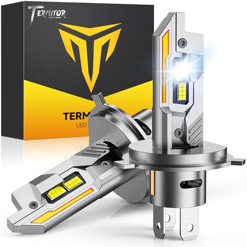 Termitor H4/9003/HB2 LED Bulbs, 50,000LM 10X Ultra Brighter, 6500K Cool White, 70000Hrs Long Life with Cooling Fan, 1:1 Halogen Size, Plug and Play, H4 Fog Lights Bulbs, Pack of 2