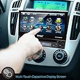 Pyle PLTS78DUB Single DIN Car Stereo Receiver - 7" Touchscreen Display, CD/DVD Player, Bluetooth Audio & Hands-Free Calling, In-Dash Multimedia System with Rear Camera, AM/FM Radio, and 320W Power