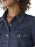 Wrangler Women's Retro Long Sleeve Western Snap Shirt, Dark Denim, X-Large