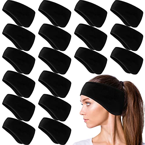 Hungdao 24 Pcs Fleece Ear Warmer Headband Bulk Winter Ear Muffs for Men Women Cold Weather Running Cycling Sports(Black)