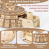 RMOKA 3D Wooden Globe Puzzles for Adults - 188pcs 3D Puzzles Model Kit Built-in LED Music Box with Projection Stem Toys Gifts for Adults/Teens