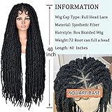 CURLCRAZY Faux Locs Braided Wigs for Black Women Butterfly Faux Locs Wigs with Baby Hair 40 Inch Full Double Lace Front Crochet Butterfly locs Knotless Dreadlock Wig（1B）