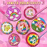 klmars Unicorn Themed Wooden Painting Kit-Glow in The Dark-Arts & Crafts Gifts for Kids Girls Ages 5-12-Wood Slice Craft Activities Kits -Unicorn Art Toys for Kids Christmas Gifts