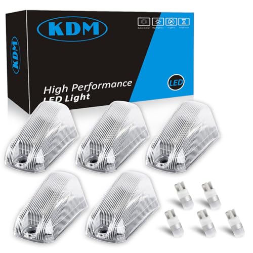 KDM Clear Lens Housing with White Led Bulb Cab Roof Top Marker Lights assembly Fit for 2014-2023 Dodge ram ProMaster 1500 1500 2500 3500 Pick up Truck Van，Mounted Running Clearance Lamp,5Pcs Pack