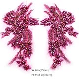 Hand-Made Beaded Rhinestons DIY Clothing Appliques Patch,Beaded Applique for Jeans Jacket Shoes Bags Bells and Other DIY Projects Decoration Hot Pink Beading Flower Applique by Pair (Hot Pink-B)