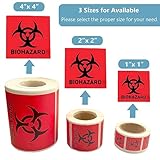 Biohazard Danger Safety Warning Label - 4"x 4" Waterproof Self Adhesive Decal Sign Sticker, High TEMP Resistance, Long Lasting 250 Pcs/Roll)