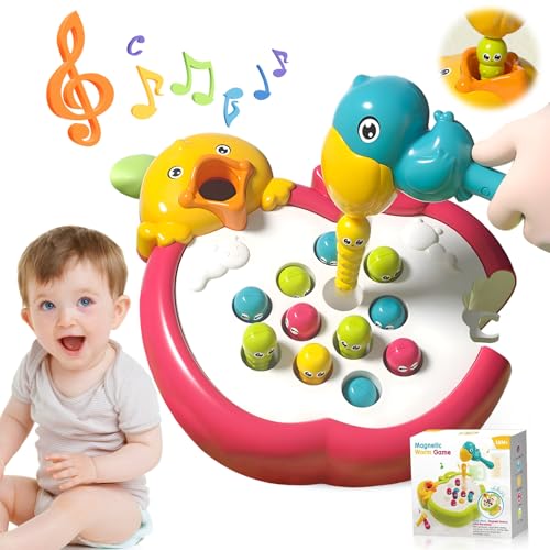 Montessori Toys,Magnetic Bird Feeding Game Toys Magnetic Worm Game for 18m-3 Year Old Woodpecker Worm Toy Fine Motor Skills Sensory Toys Magnetic Bird Feeder Toy for Boys and Girls