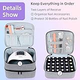 ALSLEA Nail Polish Organizer Double layer Nail Polish Case for Nail Dryer Lamp Holds 30 Bottles (15ml - 0.5 fl.oz) Portable Nail Storage Organizer for Nail Tech (Gray)