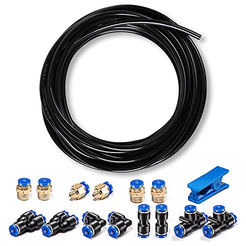 CGELE Pneumatic Tubing Black PU Air hose Pipe Tube Kit 6mm OD 4mm ID 39.4ft/12 Meter for Air Line or Fluid Transfer…