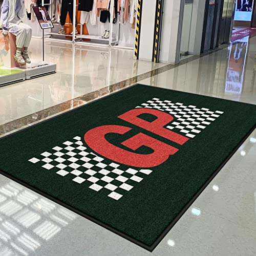 MAOVOT Custom Logo Commercial Grade Door Mat Personalized Doormat with Rubber Backing Shoes Scraper Entrance Rug for Lobbies and Indoor Outdoor 4' x 6'
