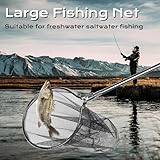 SIWRDTG Large Fishing Net Rubber Fishing Net Large Heavy Duty Extra Large Landing Net for Saltwater Aluminum Fishing Net Telescoping Handle(Extends to 67-100inch with 20" Net Opening)