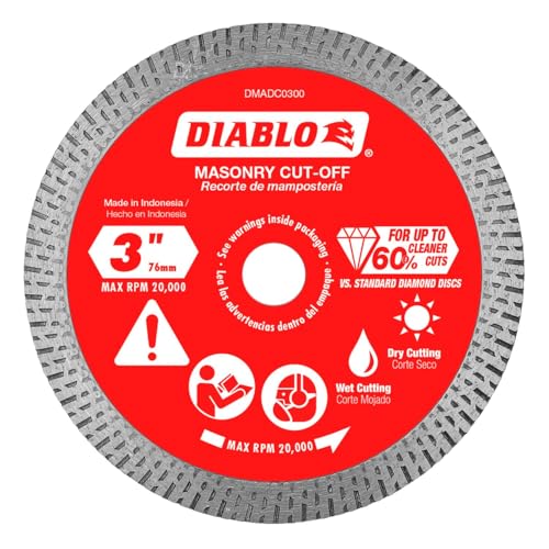 Diablo Diamond Continuous Rim Masonry Cuf-Off Disc for Granite, Marble, Porcelain and Tile - 3" Diameter, 3/8" Arbor, 1/41 Hub Type - DMADC0300