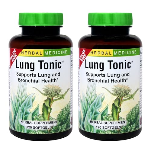Herbs Etc. Lung Tonic - Lung Supplement for Bronchial Support - Healthy Breathing Support with Mullein, Horehound & Grindelia - 120 Softgels - 2 Pack