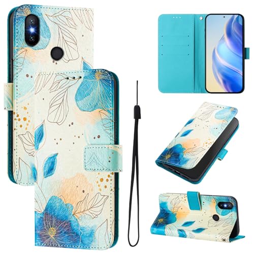 Case for Xiaomi Mi A2/ 6X, Flower Leather Premium Book Case Leather Case Holder RFID Card Slot Magnetic Wallet Flip Cover PU Case Compatible with Xiaomi Mi A2/ 6X (E)