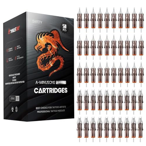 50 Assorted Tattoo Cartridge Needles Mixed Size #10 Bugpin Round Liner Shader Magnum - 5 Pcs each of 5RL, 7RL, 9RL, 11RL, 5RS, 9RS, 15M1, 21M1, 15RM, 21RM Pro Disposable Membrane Tattoo Needles