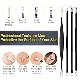 Pimple Popper Tool Kit, IUMAKEVP 15 PCS Professional Stainless Steel Blackhead Remover Comedone Extractor Tools for Removing Pimples, Blackheads, Zit on Face - Acne Removal Kit with Metal Case (Black)