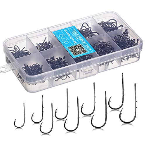 Fishing Hooks Saltwater 200-600pcs/ Box Barbed Fishing Hooks Carp Single Fishihook Set 3#-12# Fly Fishing Accessories Carbon Steel Jig Sea Hooks Fishing Valentines Gift(600pcs)