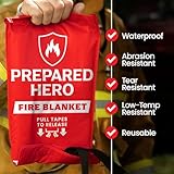 Prepared Hero Emergency Fire Blanket - 4 Pack - Fire Suppression Blanket for Kitchen, 40” x 40” Fire Blanket for Home, Fiberglass Fire Blanket