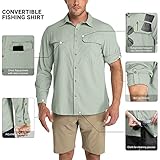 Outdoor Ventures Men's UPF 50+ UV Sun Protection Shirt, Long Sleeve Hiking Fishing Shirt Cooling Quick Dry for Safari Travel Light Green