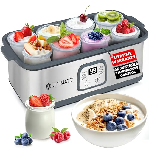 Ultimate Probiotic Yogurt Maker with Adjustable Temperature & Time Control - Make Trillions of Live Probiotics & Get Better Gut Health - ULTIMATE LIFETIME WARRANTY - Wellness Gifts for Men & Women