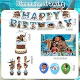 42pcs Moana Birthday Party Supplies Pack Includes，Banner，Cake Topper，Blackdrop,Balloons for Moana party supplies