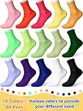 JaGely 60 Pairs Women's Crew Socks Bulk Homeless Operation Christmas Solid Color Cotton Colorful Athletic Stretch Slouch Sock