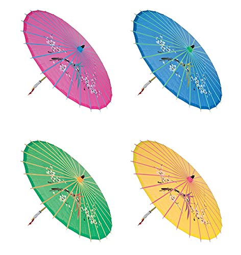 THY COLLECTIBLES Assortment or six (6) 21" Small Asian Silk Umbrella/Parasol
