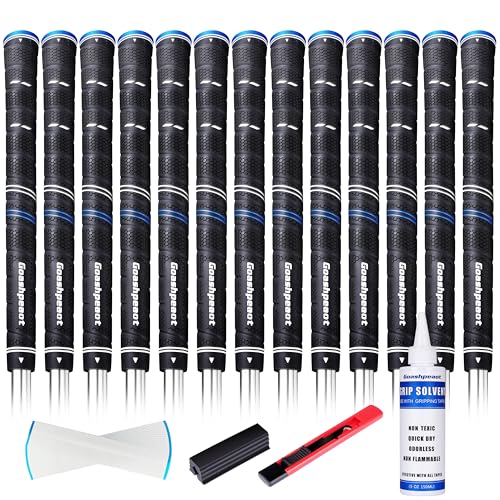 Goashpeaot Wrap Golf Grips 13 Pack ,With Regripping Kit ， Outstanding Tackiness and Advanced Surface Texture Enhances Control (Midsize, Blue)