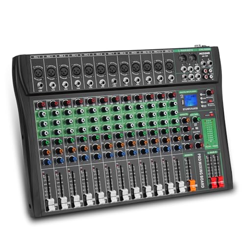 MIZISNR 12 Channel Audio Mixer, Professional Sound Board Music Mixer Digital DJ Mixers with 48V Phantom Power, Bluetooth MP3 USB Interface Studio Mixing Console Analog Mixer (AX-120)
