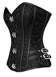 Charmian Women's Spiral Steel Boned Steampunk Goth Halloween Burlesque Corset Black XXXX-Large