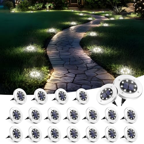 SOLPEX Solar Lights Outdoor Waterproof, 20 Pack Solar Ground Lights, Solar Garden Lights Landscape Lighting for Pathway Driveway Patio Backyard Walkway (Cool White)