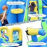 HONEY JOY Inflatable Water Slide, 5 in 1 Water Park Castle Bouncy House w/Water Cannons, Long Slide w/Arch, Indoor Outdoor Blow Up Waterslide Inflatables for Kids and Adults Backyard(With 750w Blower)