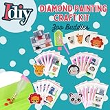 SCS Direct Kid's Birthday Party Diamond Gem Painting Craft Favor Kits -Zoo Buddies- 20 Individually Packaged, All-in-One Packs for Boys & Girls -Fun & Unique Gem Classroom Art Project Activity Gift