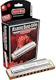 Hohner Marine Band 1896 Harmonica - Key of A Bundle with Case, Pouch, Austin Bazaar Online Manual, and Polishing Cloth