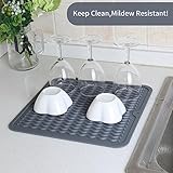 ZLR 2 Pcs Silicone Dish Drying Mats for Kitchen Counter, Eco-Friendly Quick Dry Dish Mat, Easy Clean Multi Usage Drying Matt, Heat Resistant Trivet, 12" x 12" Middle, Gray