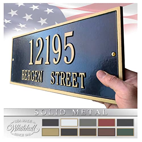 Whitehall™ Personalized Cast Metal Address plaque - The Hartford Plaque. Made in the USA. BEWARE OF IMPORT IMITATIONS. Display your address and street name. Custom house number sign.