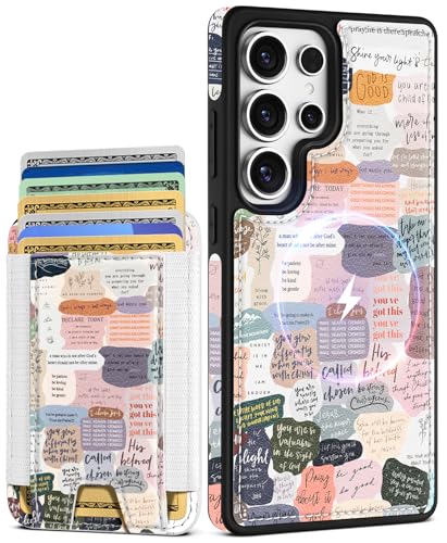 Shorogyt for Samsung Galaxy S25 Ultra Cute Kawaii Leather Phone Case - Compatible with Magsafe Wallet Magnetic Credit Card Holder Fashion Collage Design Phone Cover for Women Girls, Fits 7 Cards