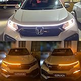 GZRUICA Car Hood Light Strip 59 Inches White Exterior Car LED Strip Lights for Hood Flexible Waterproof Dynamic Scan Sequential Turn Signal Amber DC12V Daytime Running Lights for Cars, SUVs, Trucks