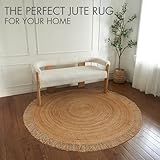 KIBAGA Beautiful Round Jute Area Rug for Your Home - This Natural 5x5 ft Hand Woven Rug Fits Perfectly Into Your Entry Area, Kitchen Or Living Room - Modern Braided Circle Mat Enhances Any Boho Decor