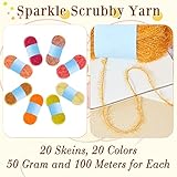 Amylove 20 Skeins Scrubby Yarn for Dishcloths Assorted Colors for Crocheting Polyester Scrubby Assortment Pastel Yarn for Knitting Dishwashing Dishcloths Craft Project(Candy Color)