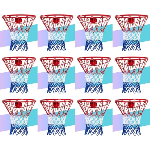 NEIJIANG Basketball Net Replacement, 2025 Upgrade Thick Professional Basketball Nets Heavy Duty Outdoor, All Weather Anti Whip Color Never Fade -12 Loops (Red White Blue)