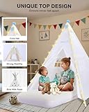 Heypappy Teepee Tent for Kids with Inflatable Airbed, String Light, Balloons, Pump Supplies, Washable Kids Play Tent Indoor Outdoor for Girls Boys, Children Tipi Playhouse for Reading and Playtime