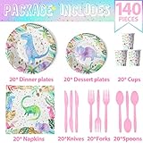 Girls Dinosaur Birthday Party Favors, Pink Dino Party, Girls Dinosaur Theme Birthday Party Supplies (DINOSAUR TABLEWARE)