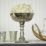 Mercury Glass Compote Dish, Bowl Centerpiece with Pedestal, 8 x 9.25 inches