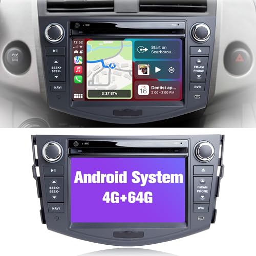 Car Multimedia GPS Navigation for Toyota RAV4 2006-2012 Double Din Android 13 Auto Radio Stereo CarPlay Support 4K Video (DVD Player, 7 inch Octa Core 4GB RAM 64GB ROM)