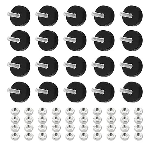 SYWAN Rubber Coated Magnet of 20PCS, Anti Scratch Magnet Mount Plate 22mm Small Rubber Coated Magnets Round Neodymium Magnetic Base for Lighting Camera Tool Equipment