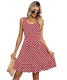 LILBETTER Women's Summer Casual Sundresses for Women Vacation Beach Tank Dress(F Red Polka Dot, Medium)