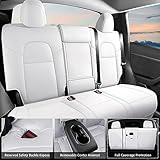 AOMSAZTO Car Seat Cover Fit for Tesla Model Y 2023 2024 - Full Set White Seat Covers 5 Seater